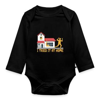I Tried It At Home Skeleton Bicycle Accident - Organic Longsleeve Baby Bodysuit - black - Front