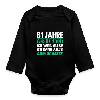 Mariage Ormes Mariage 61 ans Mariage - Body Bébé bio manches longues - noir - Devant