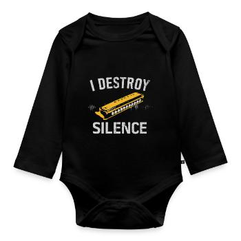 Keytar Keyboard Gift - Organic Longsleeve Baby Bodysuit - black - Front
