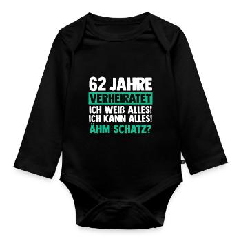 Marriage Aquarium Wedding 62 Years Married Wedding - Organic Longsleeve Baby Bodysuit - black - Front