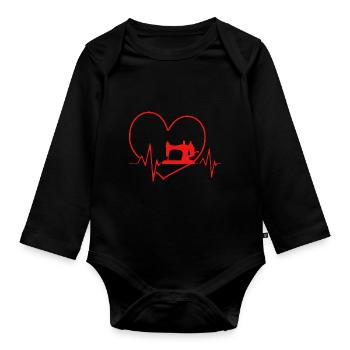 Couturière de machine à coudre Heartbeat - Body Bébé bio manches longues - noir - Devant