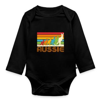 Aussie Kangaroos - Organic Longsleeve Baby Bodysuit - black - Front