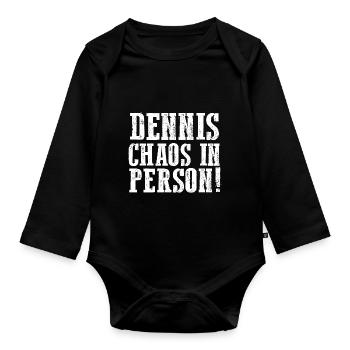 Prénom Dennis - Body Bébé bio manches longues - noir - Devant