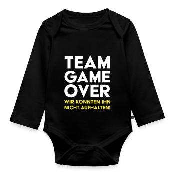 Bräutigam Support JGA Team Game Over - Baby Bio-Langarm-Body - Schwarz - Vorne