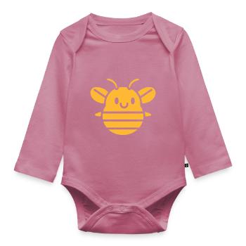 Abeille - Body Bébé bio manches longues - mauve - Devant
