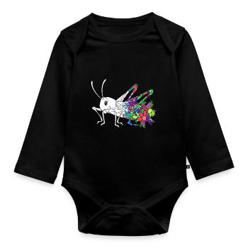 Sauterelle - Body Bébé bio manches longues - noir - Devant