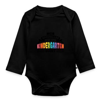 Kindergartenkind Kindergarten Kindergartenanfang G - Baby Bio-Langarm-Body - Schwarz - Vorne