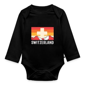 Switzerland - Organic Longsleeve Baby Bodysuit - black - Front