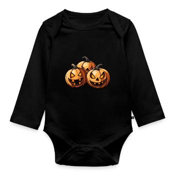 Pumpkin Halloween Party - Organic Longsleeve Baby Bodysuit - black - Front