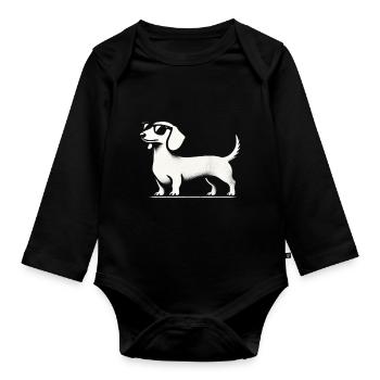 Teckel avec lunettes de soleil Teckel Silhouette Chien - Body Bébé bio manches longues - noir - Devant