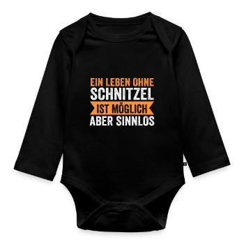 Schnitzel Wiener Wiener Geschenk - Baby Bio-Langarm-Body - Schwarz - Vorne