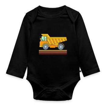Remorque de chantier Véhicule Fête d’anniversaire des enfants - Body Bébé bio manches longues - noir - Devant