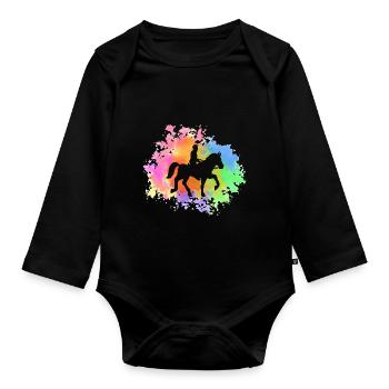 Cheval - Body Bébé bio manches longues - noir - Devant