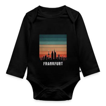 Retro Cities Frankfurt Sunset01 - Baby Bio-Langarm-Body - Schwarz - Vorne