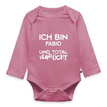 First name Fabio - Organic Longsleeve Baby Bodysuit - mauve - Front