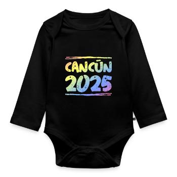 Cancun 2025 Bunt - Baby Bio-Langarm-Body - Schwarz - Vorne
