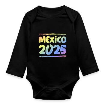 Mexiko 2025 Bunt - Baby Bio-Langarm-Body - Schwarz - Vorne
