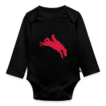 rodeo cowboy horse horse5 - Organic Longsleeve Baby Bodysuit - black - Front