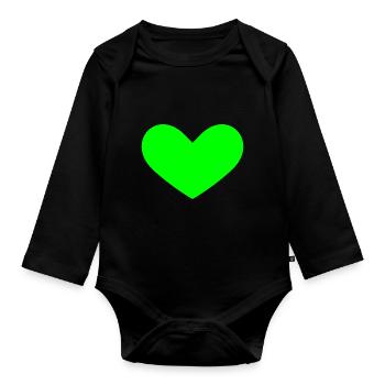 Coeur vert - Body Bébé bio manches longues - noir - Devant