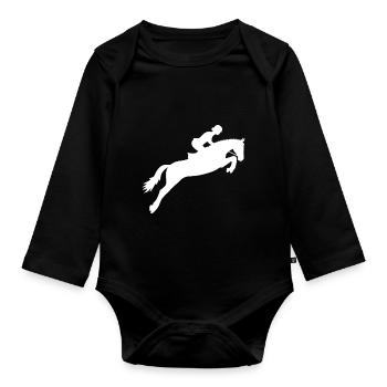 Cheval de saut d'obstacles - Cheval cadeau - Body Bébé bio manches longues - noir - Devant