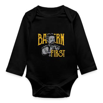 Bayern First König Ludwig Freistaat Bavaria - Baby Bio-Langarm-Body - Schwarz - Vorne