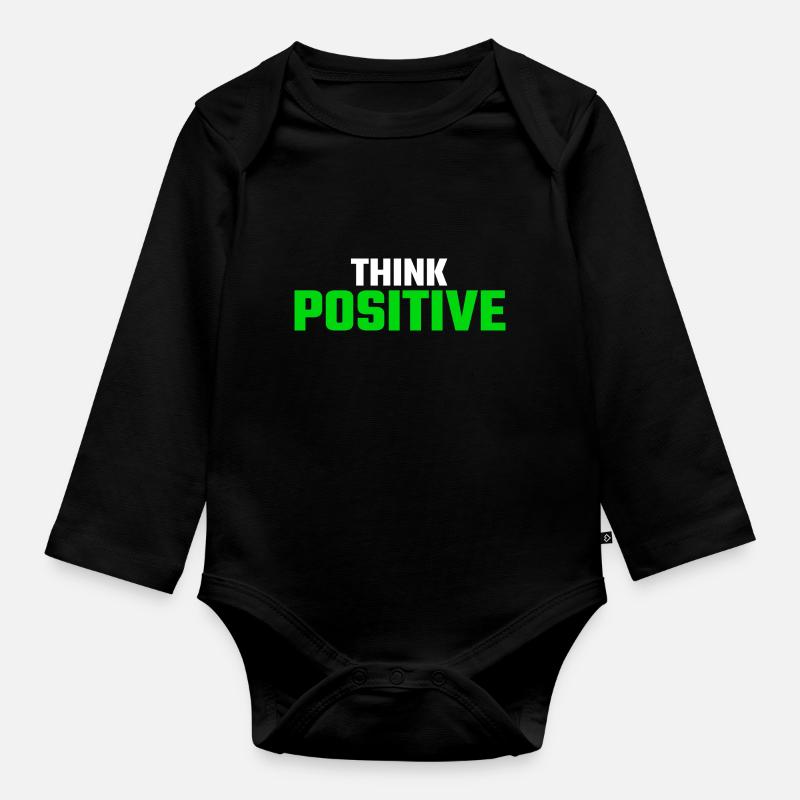 Penser positivement - Body Bébé bio manches longues - noir