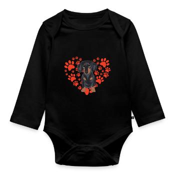 Teckel aime les teckels - Body Bébé bio manches longues - noir - Devant