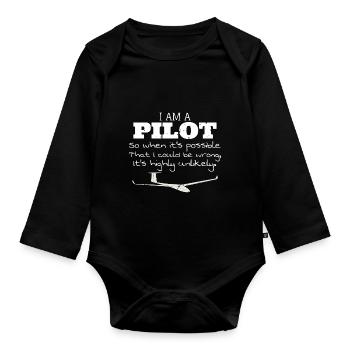 Ich bin ein Pilot Glider Pilot Lustiges Zitat - Baby Bio-Langarm-Body - Schwarz - Vorne