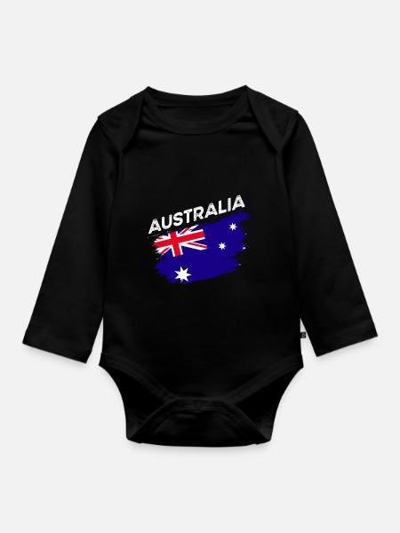 Australien - Baby Bio-Langarm-Body - Schwarz