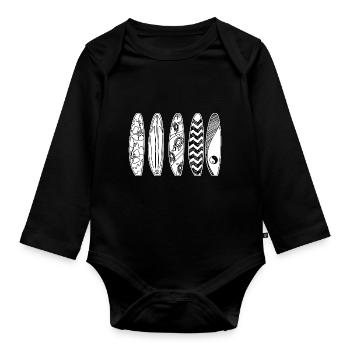 Surfen Surfbrett Vintage Klassisch Retro Surfbrett - Baby Bio-Langarm-Body - Schwarz - Vorne
