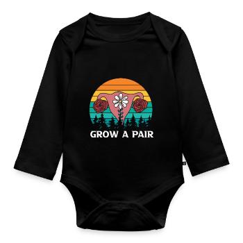 Grow A Pair Uterus Doula Laboratoire Coach Sage-femme - Body Bébé bio manches longues - noir - Devant