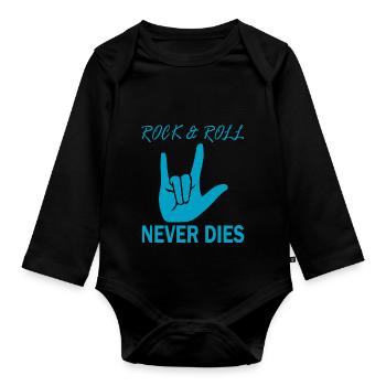 Rock Music Rock and Roll - Organic Longsleeve Baby Bodysuit - black - Front