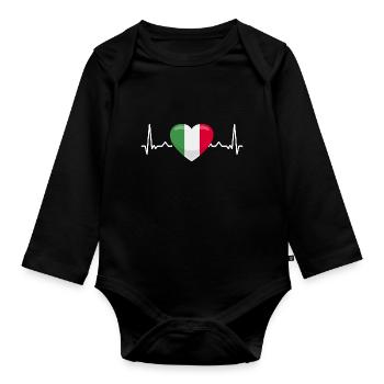 Women's Men's Italian Flag Football Team T-Shirt - Organic Longsleeve Baby Bodysuit - black - Front