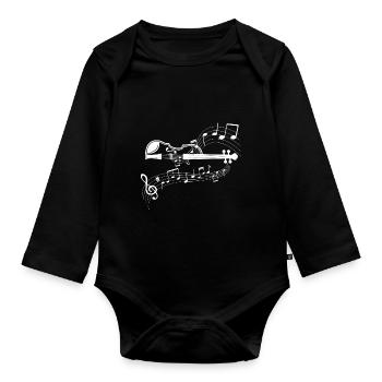 Notes musicales Musique Musiciens Clés de notes - Body Bébé bio manches longues - noir - Devant