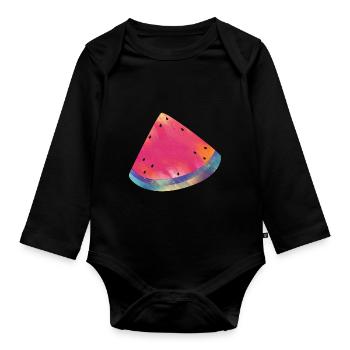 Bunte Wassermelone Sommer Lebensmittel - Baby Bio-Langarm-Body - Schwarz - Vorne