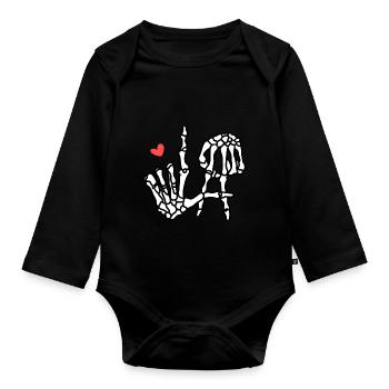 J’aime Los Angeles Skeleton Hands Destination USA - Body Bébé bio manches longues - noir - Devant