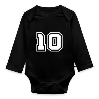 Symbole de 10 chiffres - Body Bébé bio manches longues - noir - Devant
