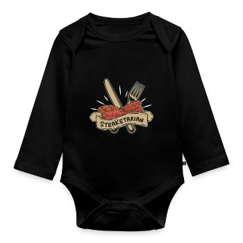 Steakatarian Steak Lover Anti Vegan - Body Bébé bio manches longues - noir - Devant