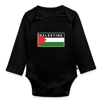 Drapeau de la Palestine - Body Bébé bio manches longues - noir - Devant