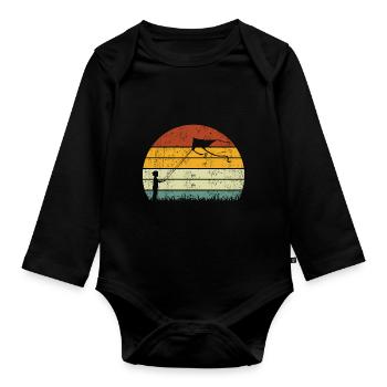 Drachensteigen Drachen Steigen lassen Vintage - Baby Bio-Langarm-Body - Schwarz - Vorne