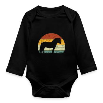 Fjordpferd Vintage Retro - Baby Bio-Langarm-Body - Schwarz - Vorne