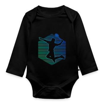 Herren Badmintonspieler Badminton Federball - Baby Bio-Langarm-Body - Schwarz - Vorne