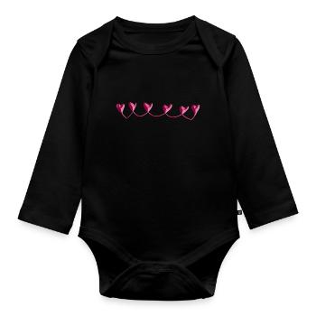 cœur symbole coeur rose - Body Bébé bio manches longues - noir - Devant
