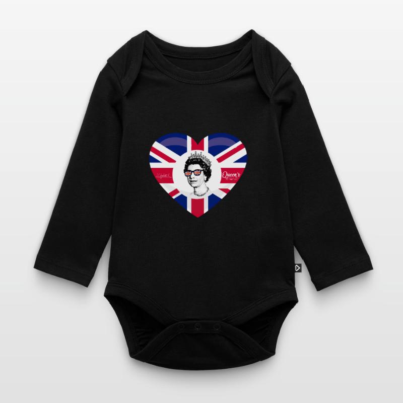 British Queen Monarchy Platinum Jubilee 70th yr Organic Longsleeve Baby Bodysuit