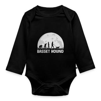 Basset Hound Chien Evolution Lune - Body Bébé bio manches longues - noir - Devant