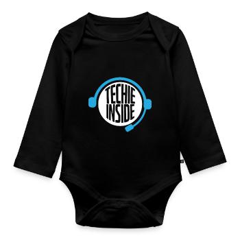 Techie Inside Tech Support Headset - Organic Longsleeve Baby Bodysuit - black - Front