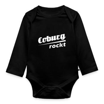 Coburg rockt - Textdesign mit Stadtnamen - Baby Bio-Langarm-Body - Schwarz - Vorne