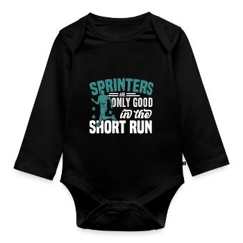 Marathon motif for runners & joggers - Organic Longsleeve Baby Bodysuit - black - Front