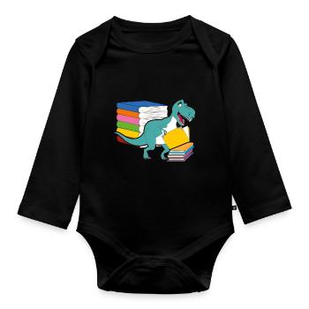 Dinosaur Books Future Paleontologist Dinosaurs - Organic Longsleeve Baby Bodysuit - black - Front