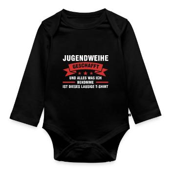 Jugendweihe Feier Jugendweihfeier Geschenk - Baby Bio-Langarm-Body - Schwarz - Vorne